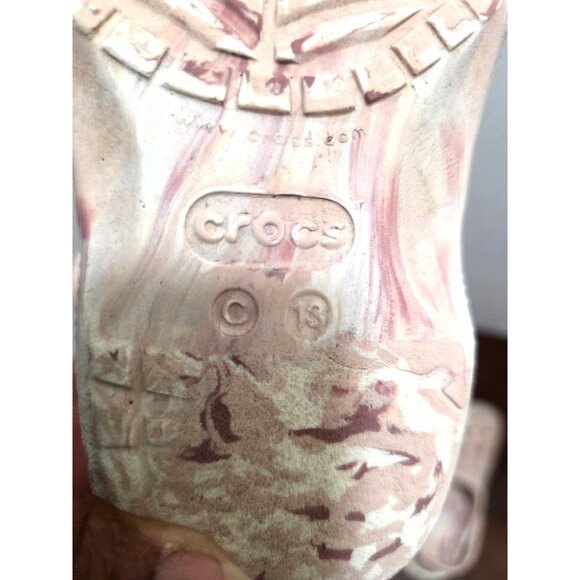 Crocs Girls Classic Clog Sandals Pink Beige Tie-Dye Slip-On Lightweight Water-Re - Picture 8 of 9